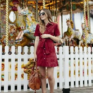 Asos Suede burgundy button up dress